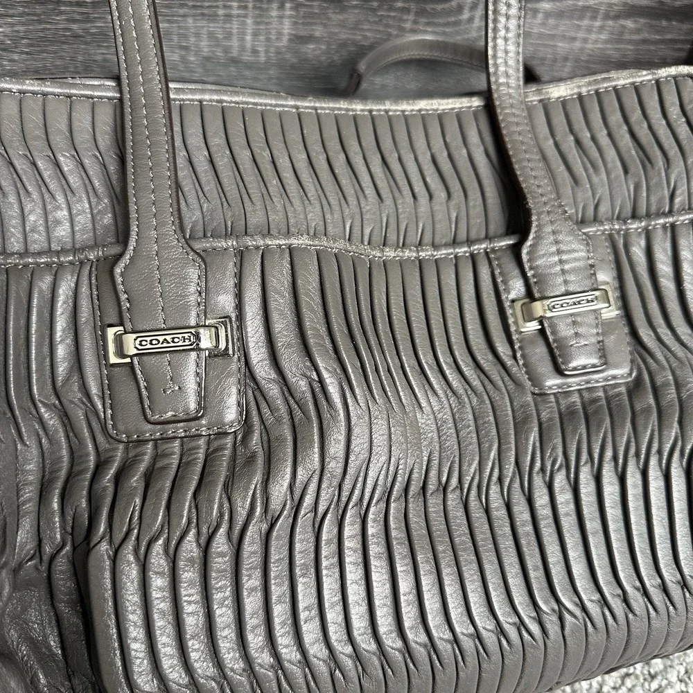 Coach Taylor‎ Gathered Leather Alexis Carryall Tote F25252 Grey Shoulder Handbag